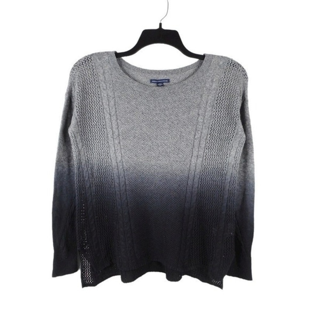 American Eagle Outfitters Womens Sweater Small Gray Long Sleeve Ombre Cable Knit